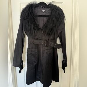 Bebe Y2K Fur Trimmed Coat